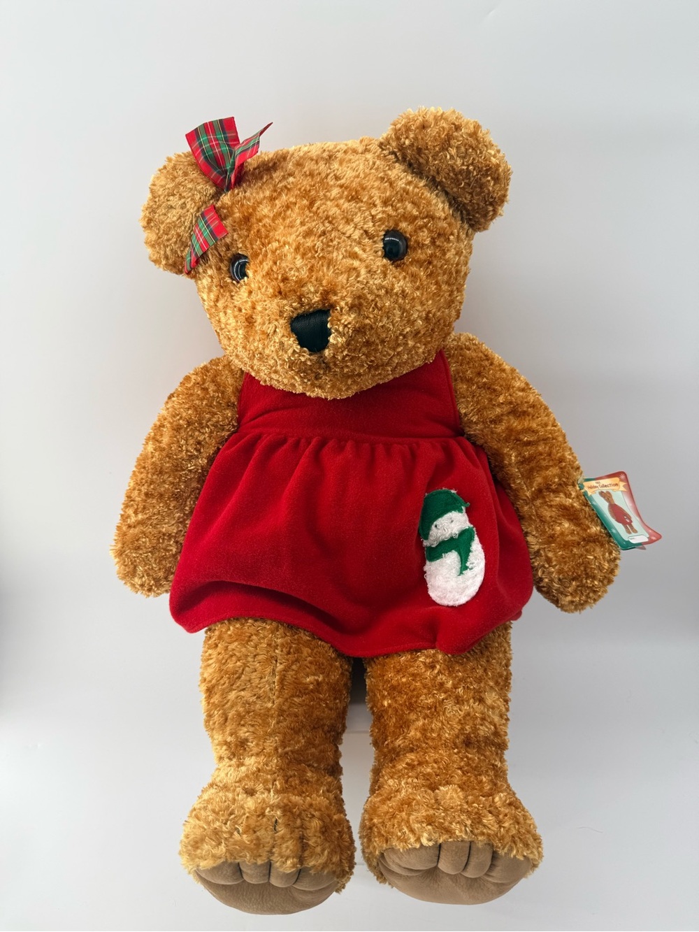 jcpenney Brown Teddy Bear in Red Dress with Plaid Bow